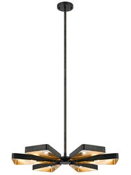 Luna Large 6-Light Triangular Chandelier in English Bronze/Ant Gold.